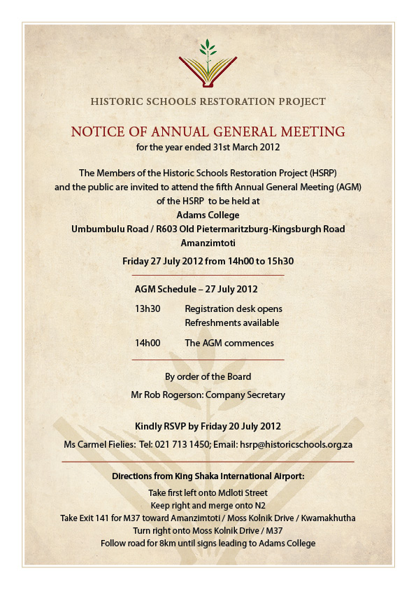 Notice of HSRP Annual General Meeting - 27 July 2012 